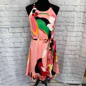 New York & Co layered floral print shift dress w/belt sz S